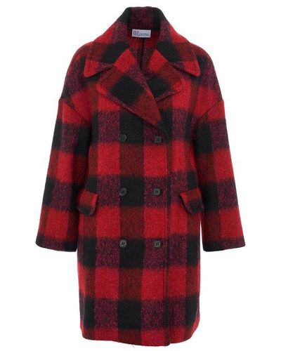 RED Valentino Red Oversized Checked Double-breasted Coat
