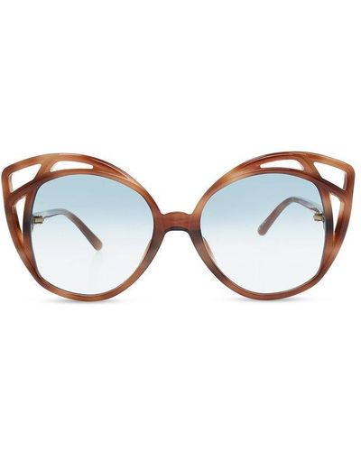 Linda Farrow Sunglasses With Case, - Blue