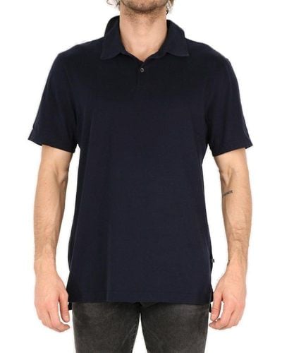James Perse Button Detailed Short-sleeved Polo Shirt - Black