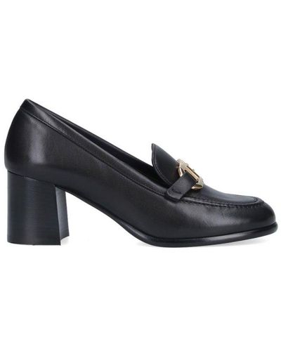 Ferragamo Gancini-ornament Round-toe Loafer Court Shoes - Black