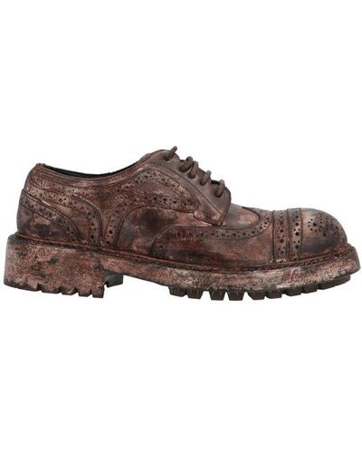 Dolce & Gabbana Distressed Brogue Shoes - Brown