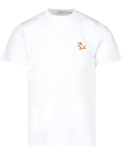 Maison Kitsuné Logo Printed Crewneck T-shirt - White