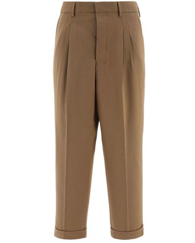 Ami Paris Pleated Tailored Trousers - Brown