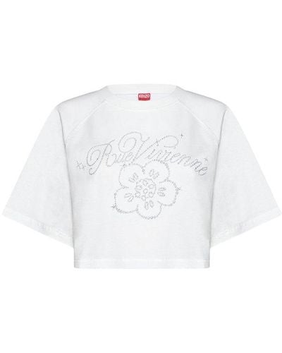 KENZO Embellished Cropped T-shirt - White