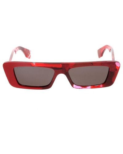 Gucci Rectangle Frame Sunglasses - Red