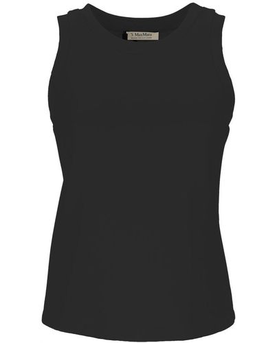 Max Mara Logo Embroidered Sleeveless Top - Black