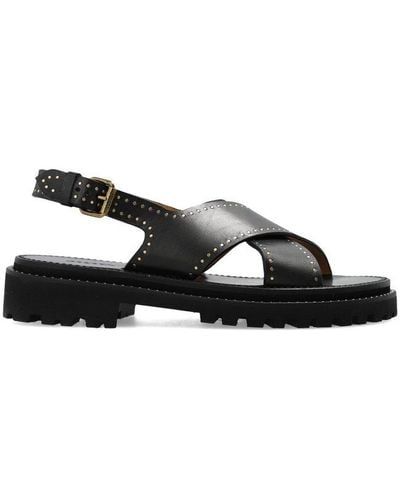 Isabel Marant Stud-embellished Crossover Straps Sandals - Black