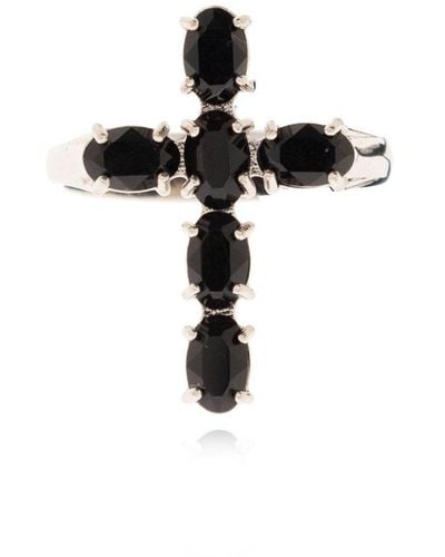 Dolce & Gabbana Crystal-embellished Cross Ring - Black