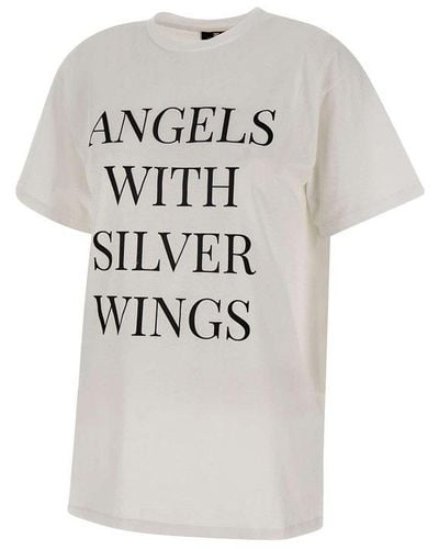 Elisabetta Franchi Slogan Printed Crewneck T-shirt - White