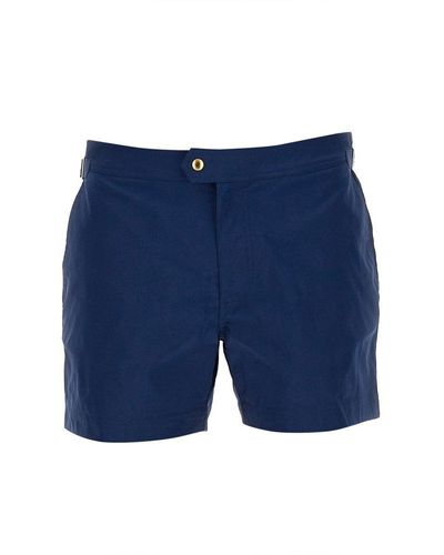 Tom Ford Mid-waisted Buckled Swim Shorts - Blue