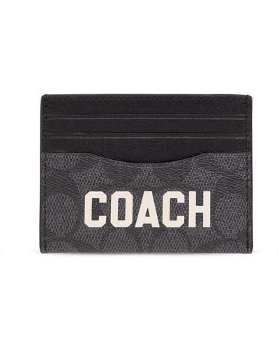 COACH Leather Card Case, - Black