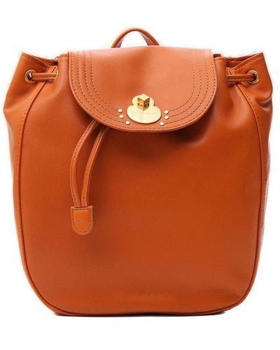 Longchamp Drawstring Foldover Top Backpack - Orange