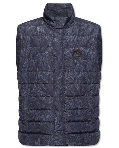 Etro Quilted Down Vest, - Blue