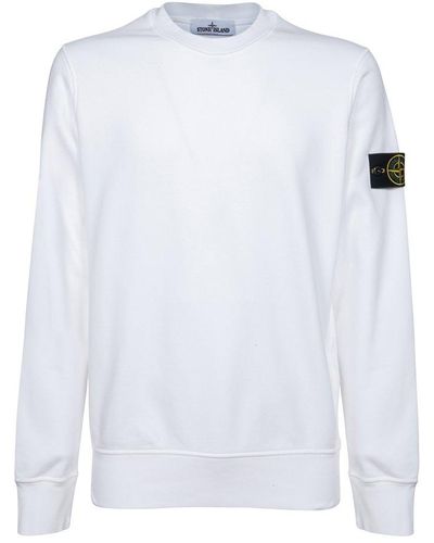 Stone Island Logo-patch Crew Neck Sweatshirt - White