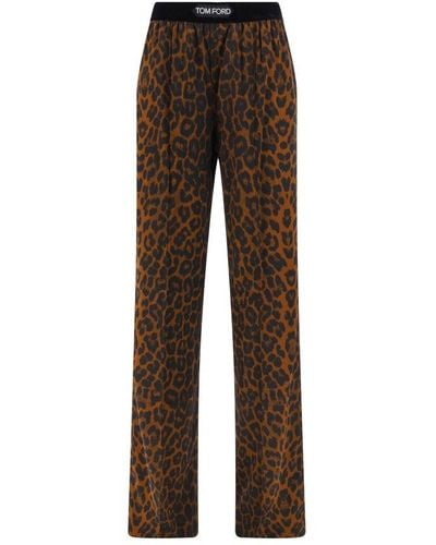 Tom Ford Leopard Print Pyjama Pants - Brown