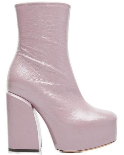 Dries Van Noten Zippedd Platform Boots - Pink