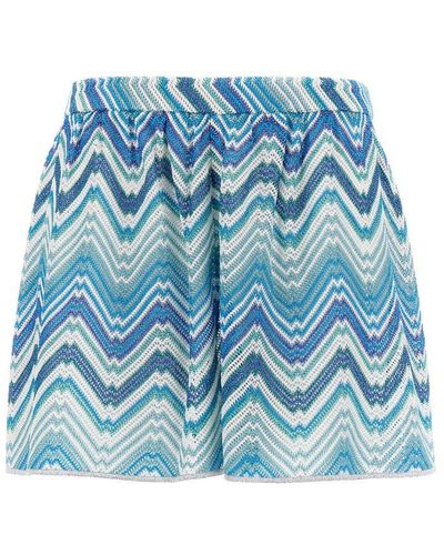 Missoni Zigzag-printed High-waist Shorts - Blue