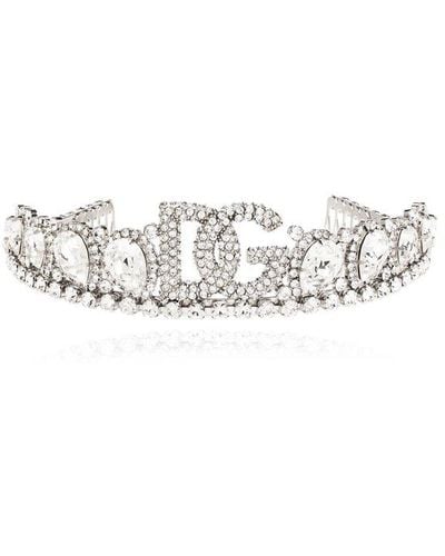 Dolce & Gabbana Crystal-embellished Tiara Headband - White
