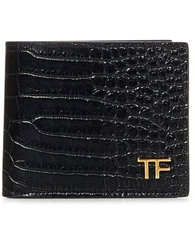 Tom Ford Logo Plaque Bifold Wallet - Black