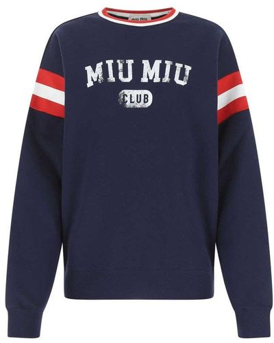 Miu Miu Cotton Oversize Sweatshirt - Blue
