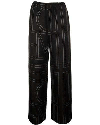 Totême Monogram Patterned Wide-leg Trousers - Black