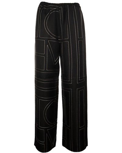Totême Monogram Patterned Wide-leg Trousers - Black