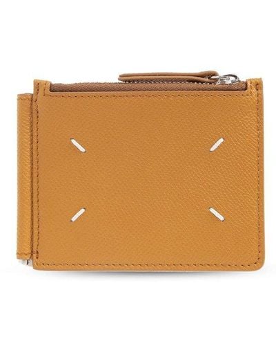 Maison Margiela Leather Wallet With Money Clip, - Brown
