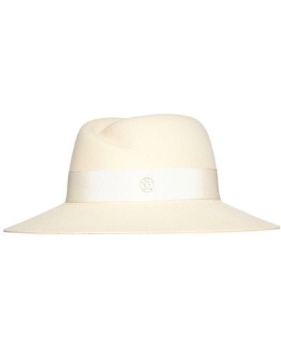 Maison Michel Virginie Logo Plaque Fedora Hat - White