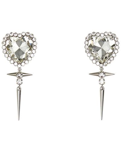 Alessandra Rich Heart Shaped Clip-on Earrings - White