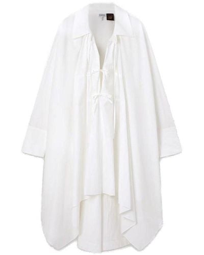 Loewe Front-tied Asymmetric Tunic Dress - White