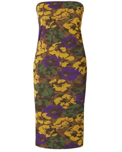 Saint Laurent Floral Motif Strapless Mini Dress - Multicolor