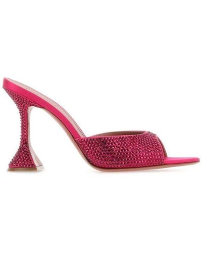 AMINA MUADDI Caroline Crystal-embellished Heeled Sandals - Pink