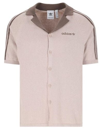 adidas Logo Embroidered Knitted T-shirt - Pink