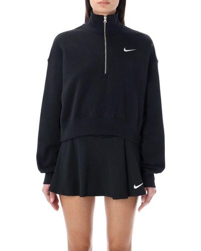 Nike Sportswear Phoenix Fleece Oversized 1/2-zip Crop Sweatshirt - Black