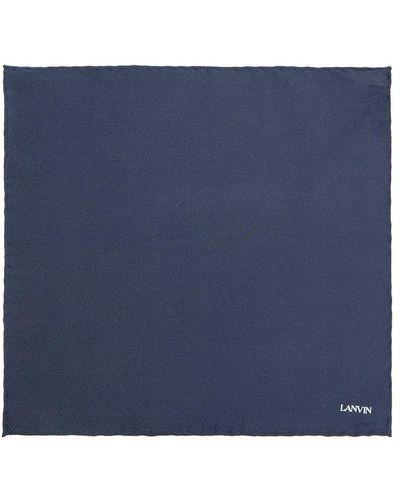 Lanvin Logo Printed Satin Pocket Squares - Blue