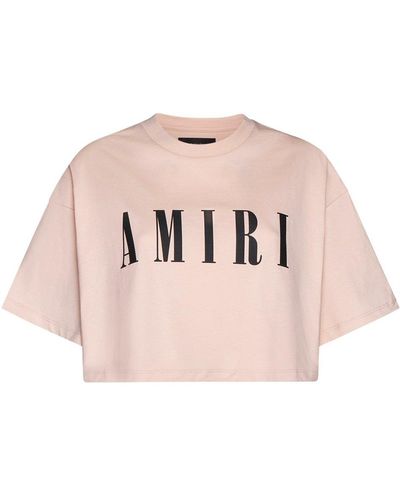 Amiri Logo Printed Cropped T-shirt - Pink