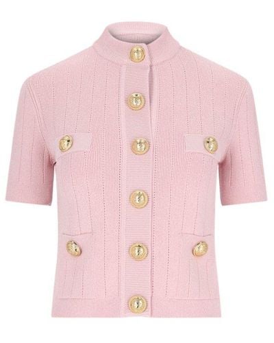 Balmain 4-pocket Knitted Cardigan - Pink