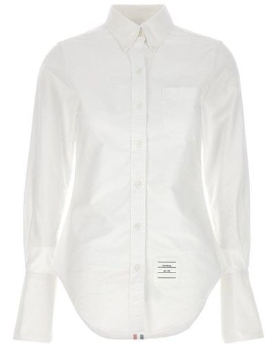 Thom Browne Logo-patch Button-up Poplin Shirt - White