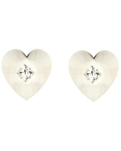 Alessandra Rich Heart Motif Polished Earrings - Natural