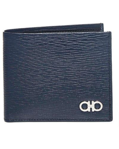 Ferragamo Logo Plaque Bi-fold Wallet - Blue
