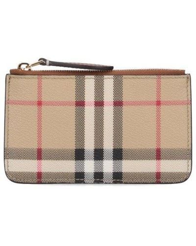 Burberry Check Printed Zipped Wallet - Black