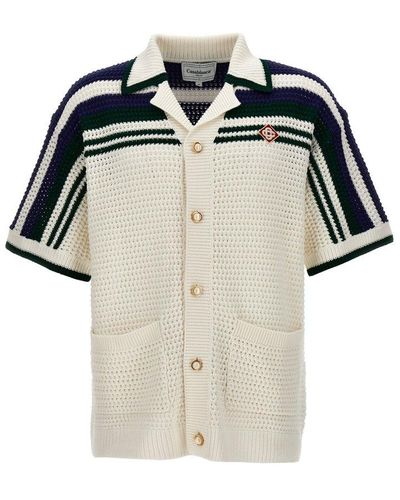 Casablancabrand Crochet Tennis Shirt - Black