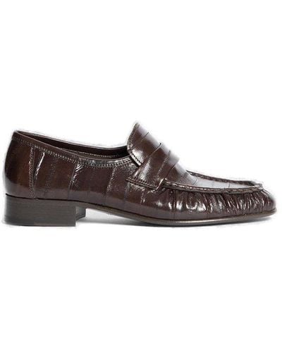 The Row Ruched Detailed Slip-on Loafers - Grey