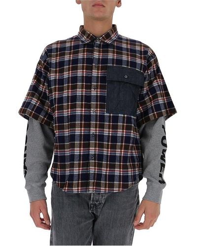 DSquared² Contrast Pocket Detail Layered Check Shirt - Multicolour