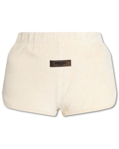 Fear of God ESSENTIALS Logo Patch Velour Shorts - Natural