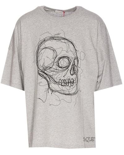 Alexander McQueen Skull Printed Crewneck T-shirt - Gray