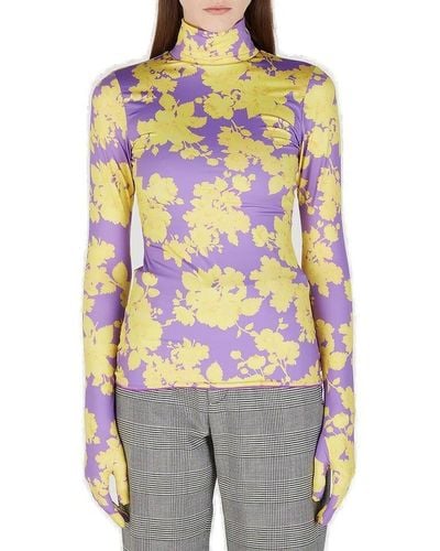 Vetements Floral Printed Glove-sleeved Top - Multicolour