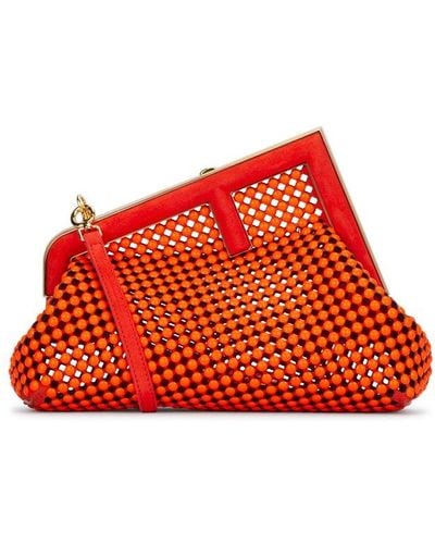 Fendi First Cut-out Small Clutch Bag - Red