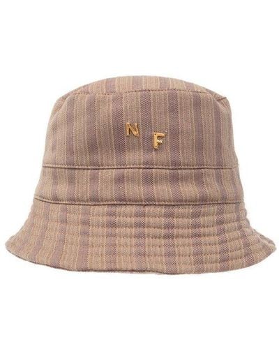 Nick Fouquet Stripe-printed Narrow Brim Bucket Hat - Natural