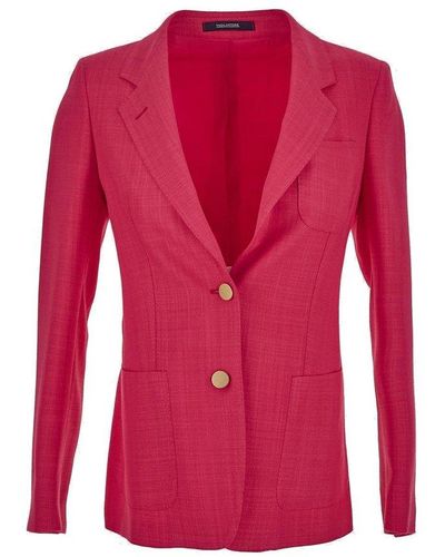 Tagliatore Notched-lapels Single-breasted Blazer - Red